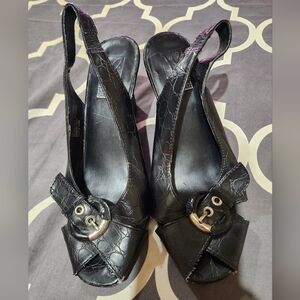 Victoria Spencer Slingback Wedge Heel Shoes Sz 9 Pre-owned/Well Worn!